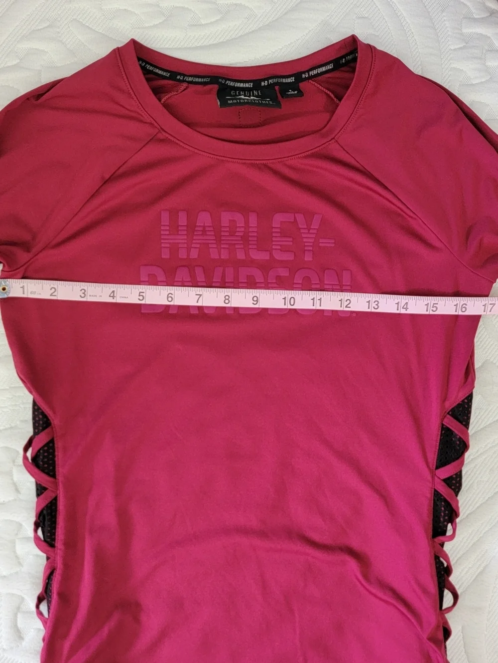 Harley Davidson Vented Cut Out Mesh Burgundy Red Pullover Long Sleeve Size Small - Picture 10 of 11